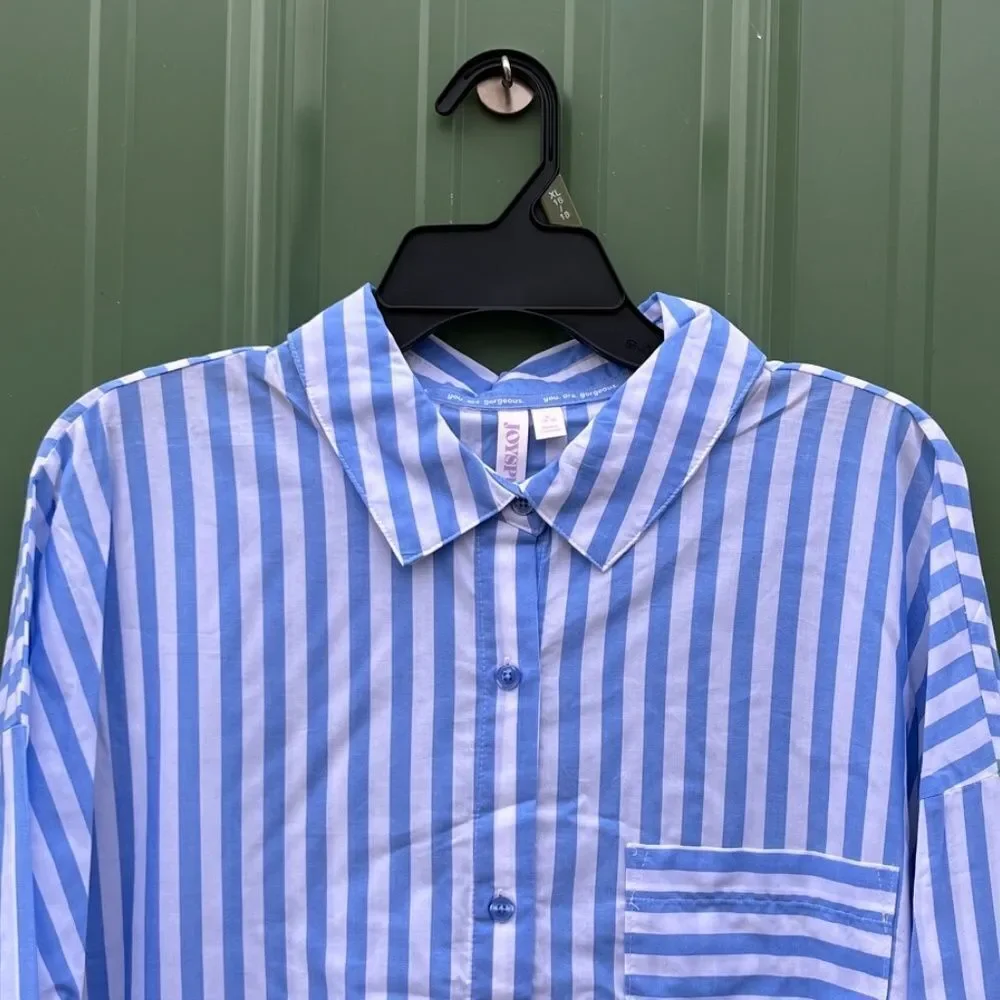 Sleepshirt Silky Soft Woven Long Sleeve Button Front Lounge Pajama Size XL